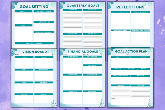 Printable goal planner bundle daily monthly yearly quarterly action fitness made by teachers