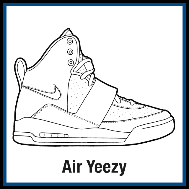 Nike air yeezy sneaker coloring pages