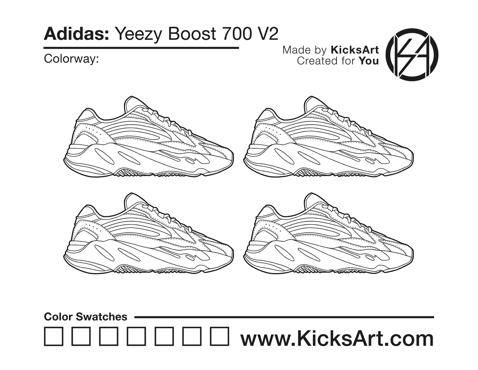 Adidas yeezy boost v sneaker coloring pages