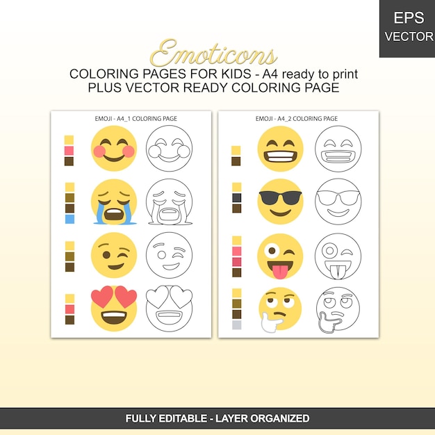 Premium vector x a readytoprint coloring page for kids with the most popular emoticon and color sample