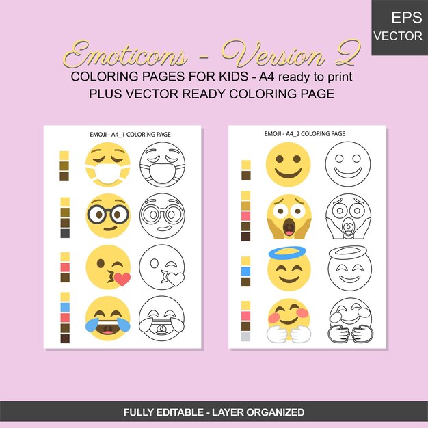 Premium vector vector set of a ready to print coloring pages with the most popular emoticon