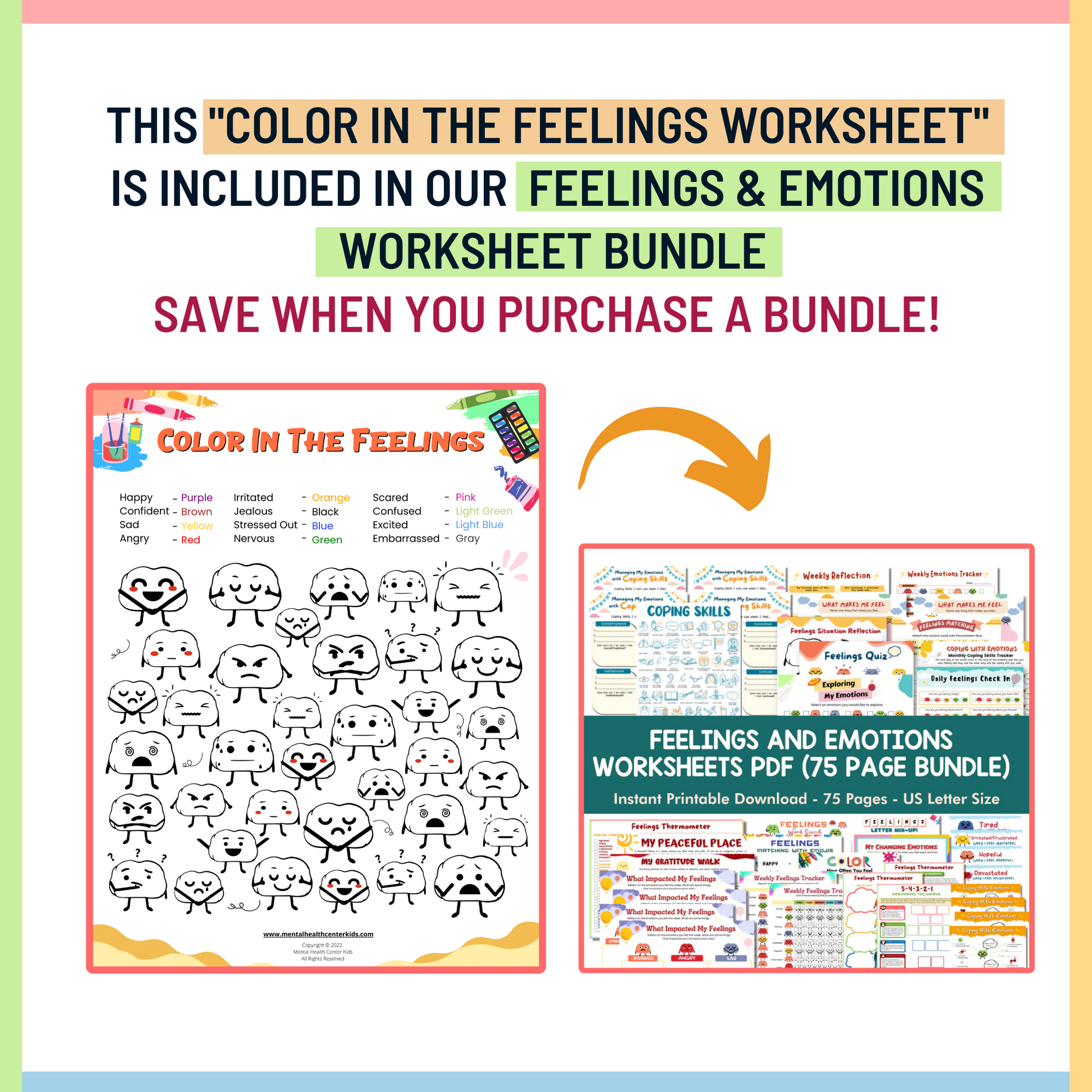 Emoji coloring page â mental health center kids