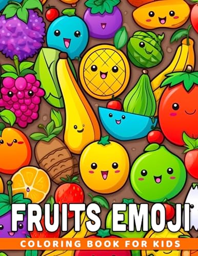 Fruits emoji coloring book for kids get a set of stress