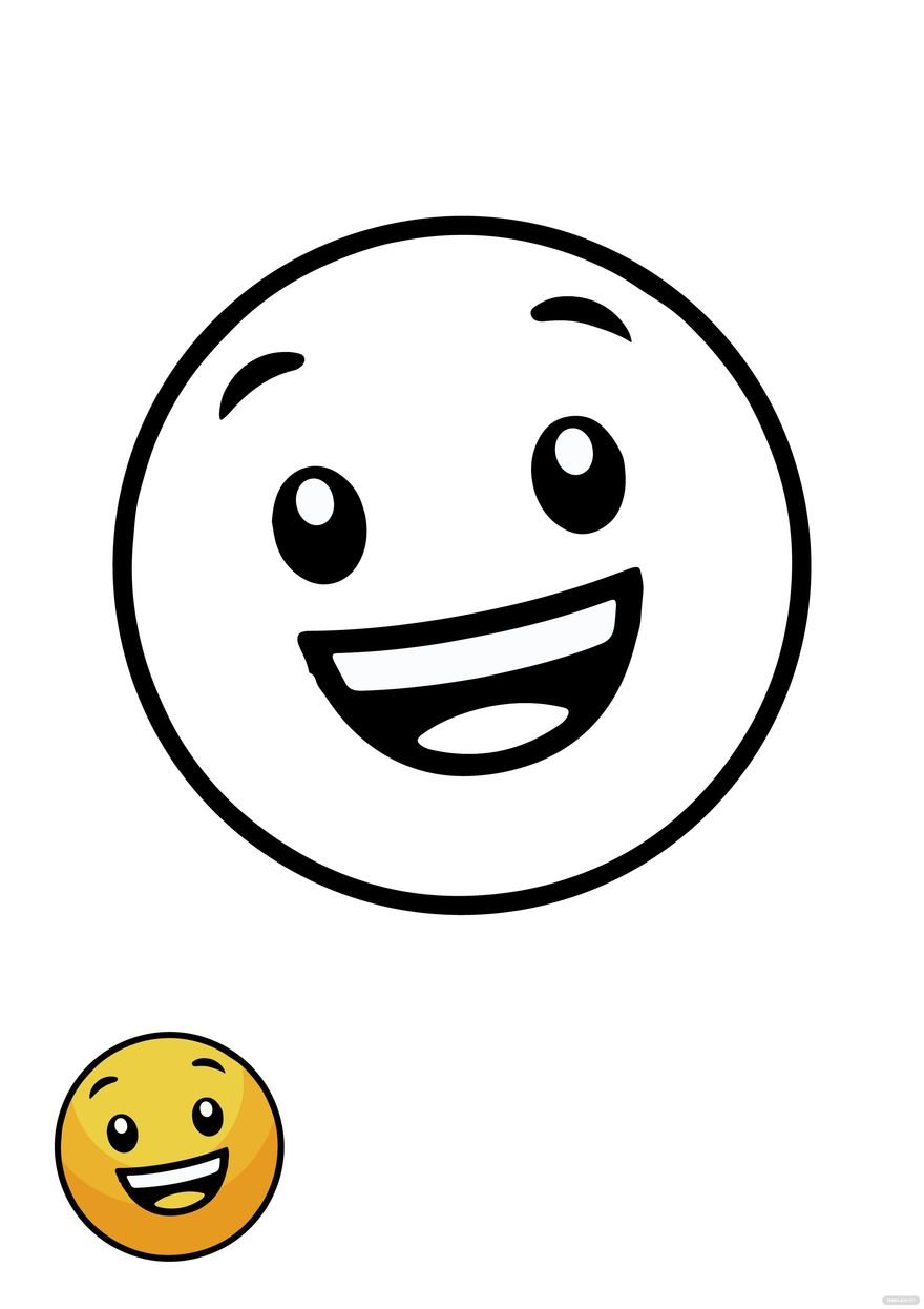 Free cartoon yellow smiley coloring page