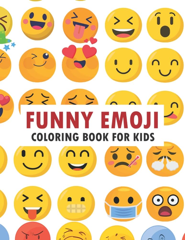 Funny emoji coloring book for kids a lot of relaxing and beautiful coloring books for kids with funny emoji illustrations designs store safrin book books