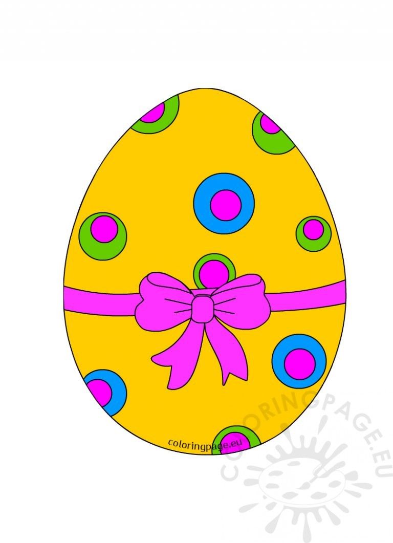 Yellow easter egg with pink bow easter coloring pages easter coloring book easter colouring