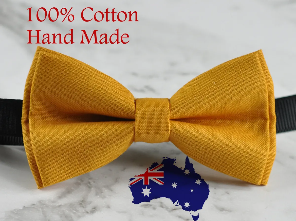 Men women cotton butterscotch yellow craft bow tie bowtie wedding party