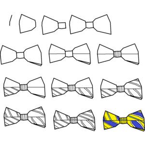 How to draw a simple striped bow tie easy free step by step