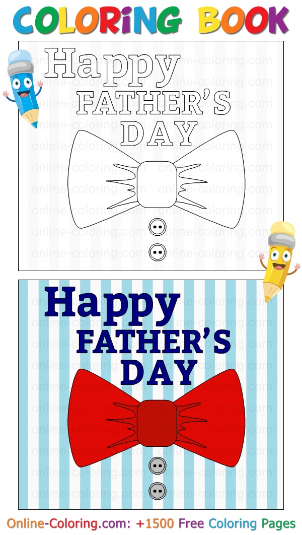 Happy fathers day bow tie free online coloring page