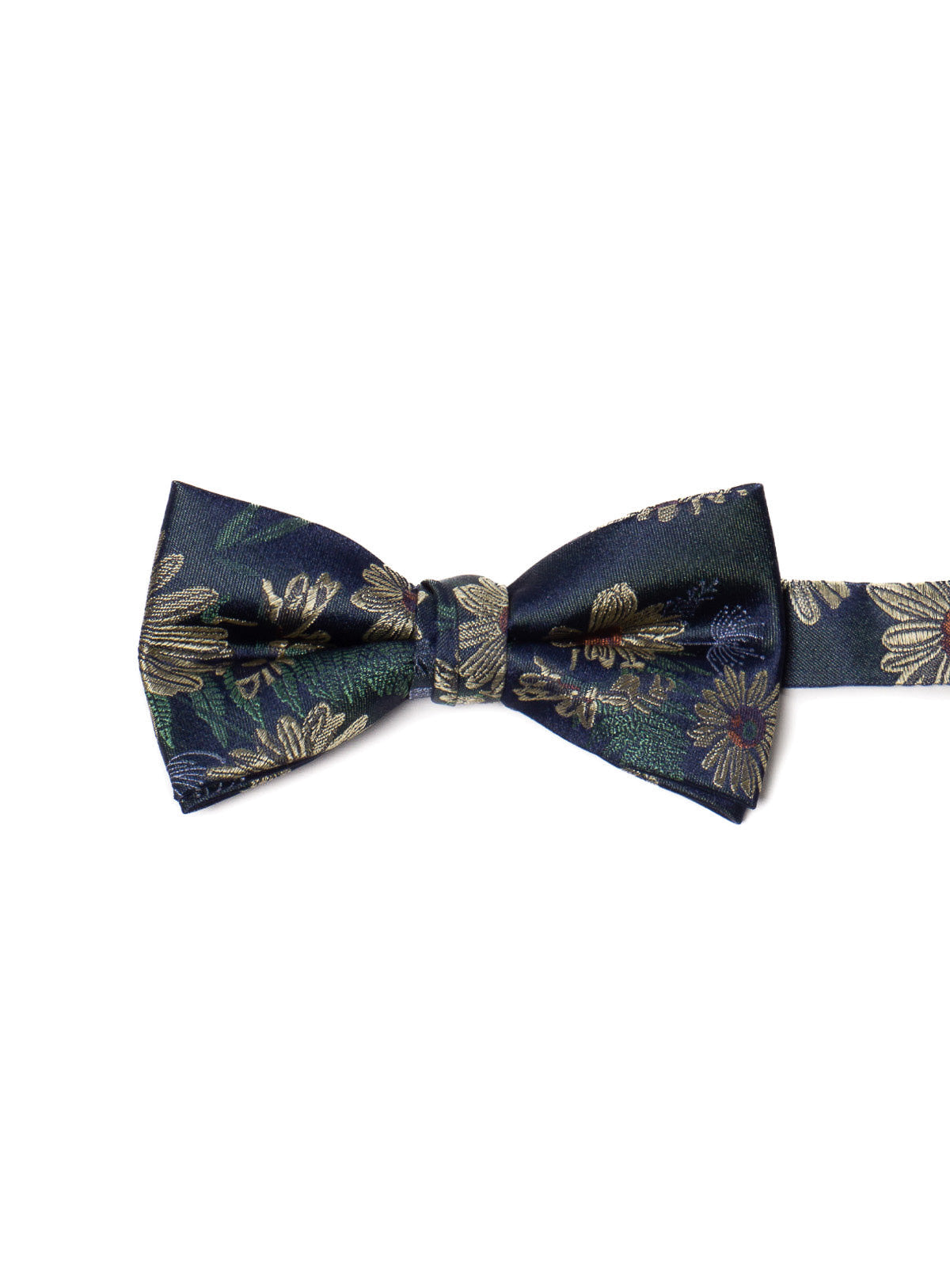 Yellow flowers navy bow tie for men