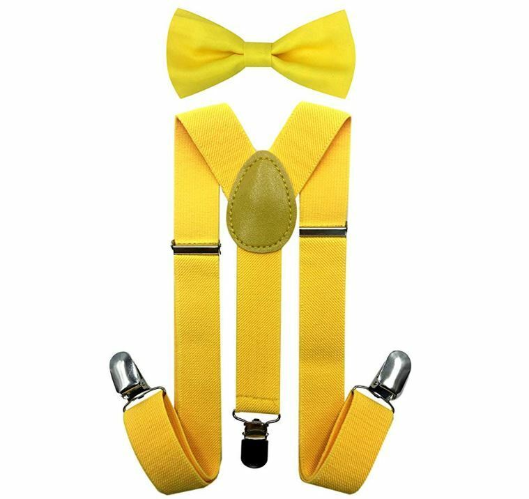 Kids yellow color suspender bowtie