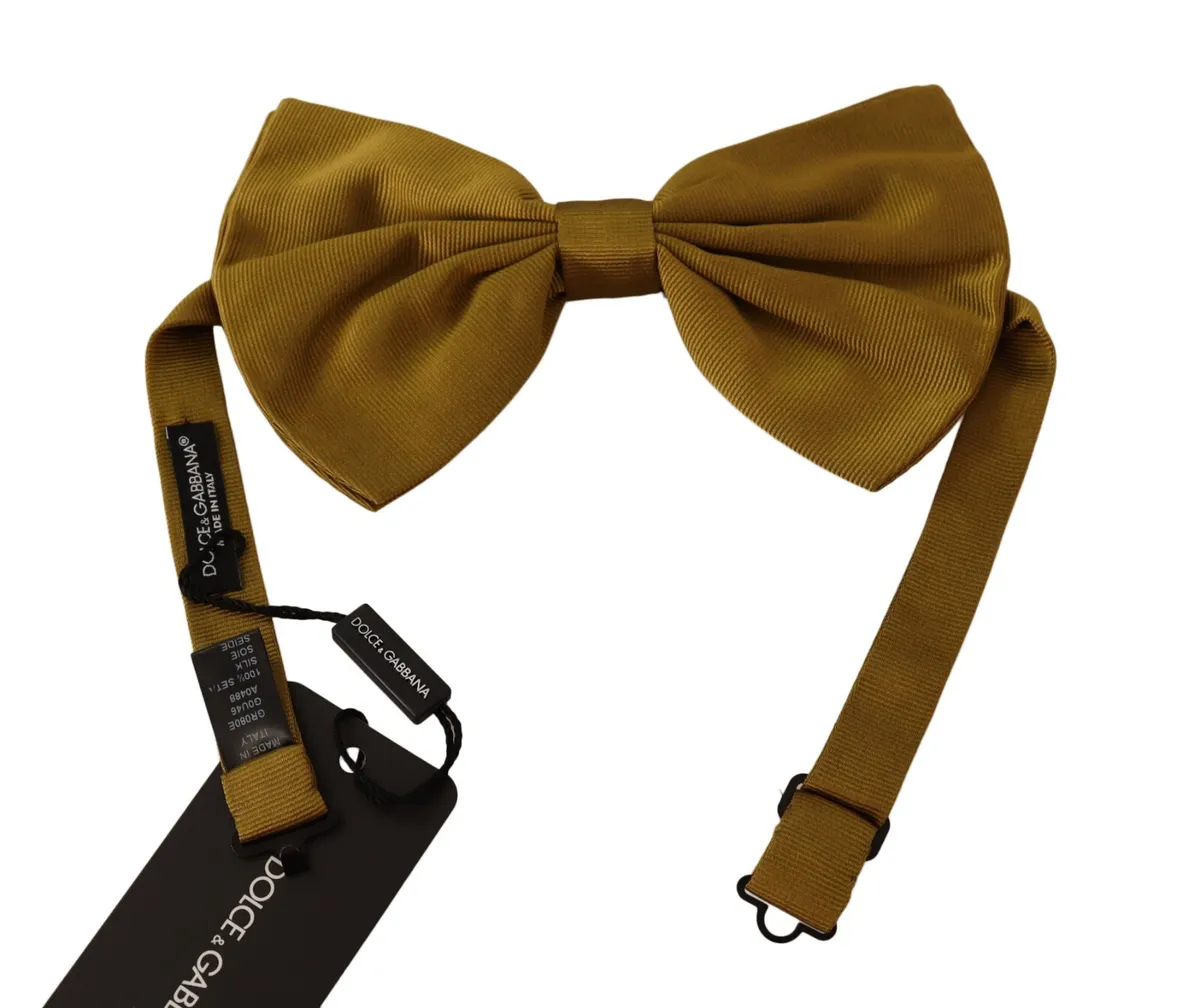 Dolce gabbana bow tie men yellow mustard silk butterfly papillon rrp