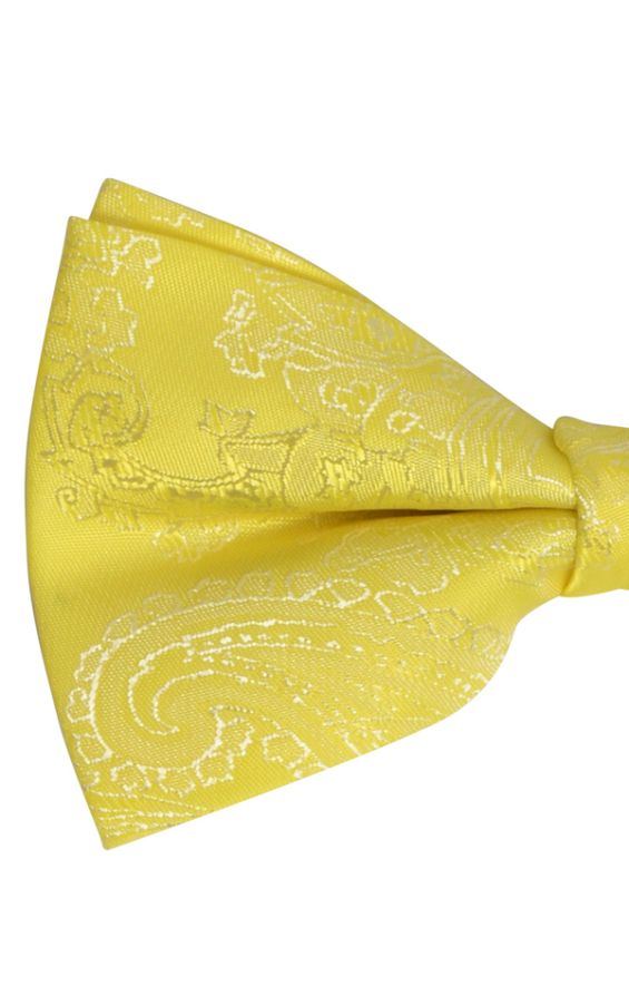 Dobell lemon yellow paisley bow tie dobell