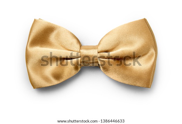 Gold color bow tie isolated on stock photo