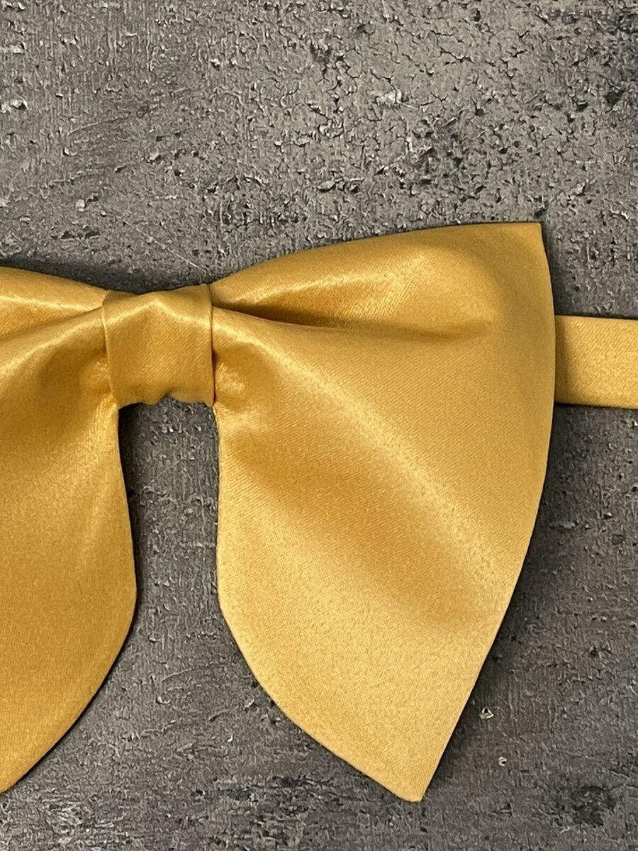 Handmade oversized mustard yellow satin bow tie vintage style s wedding prom