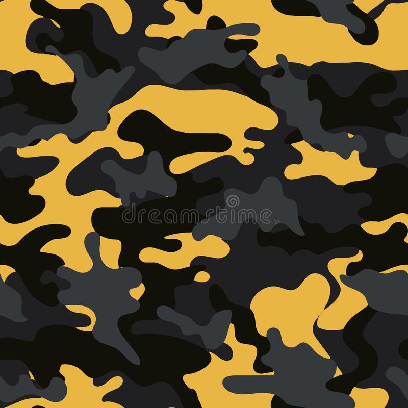 Geometric yellow camouflage texture, seamless pattern. Abstract