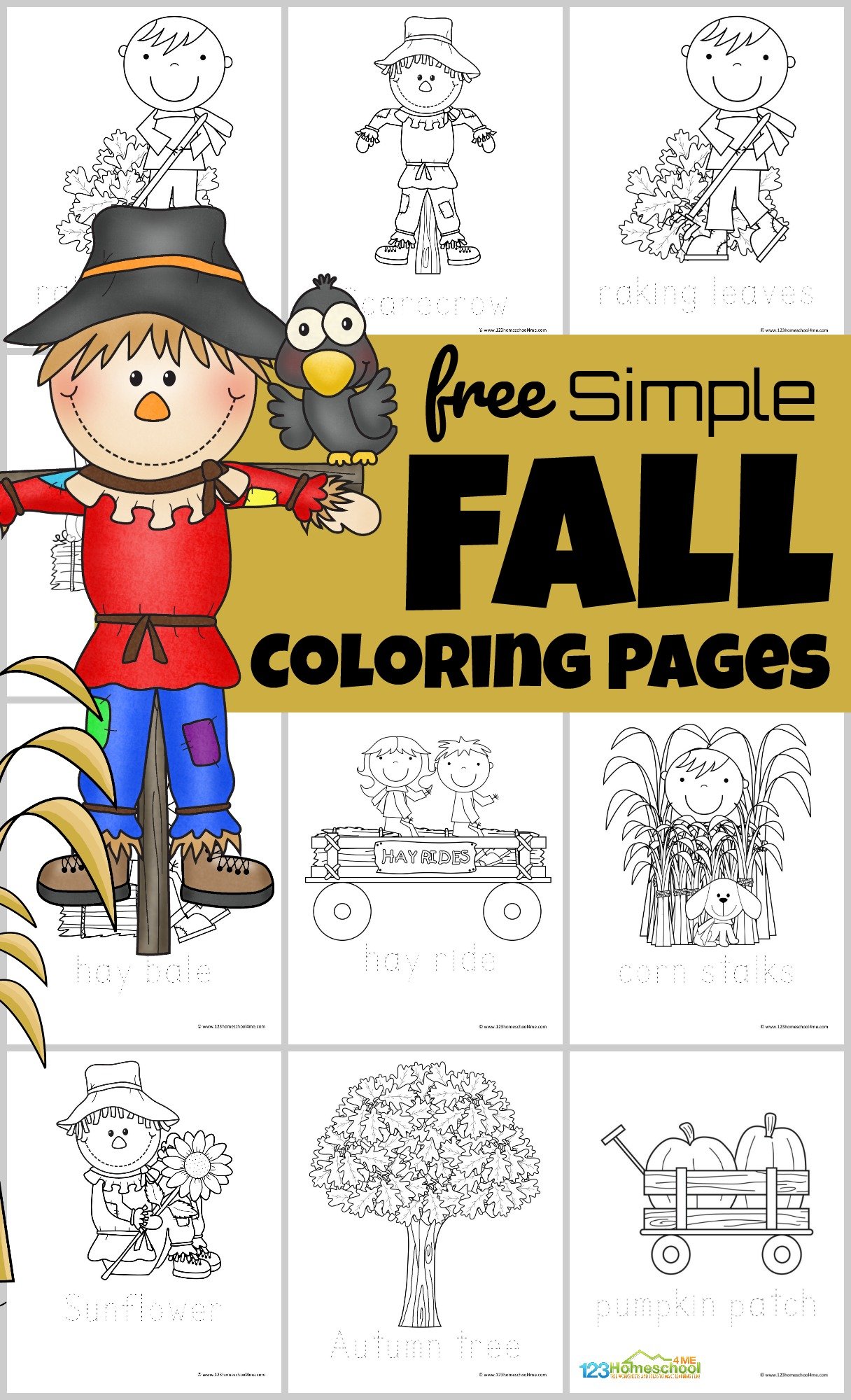 Free simple fall coloring pages