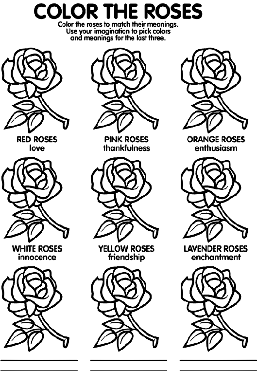 Meaning of roses coloring page