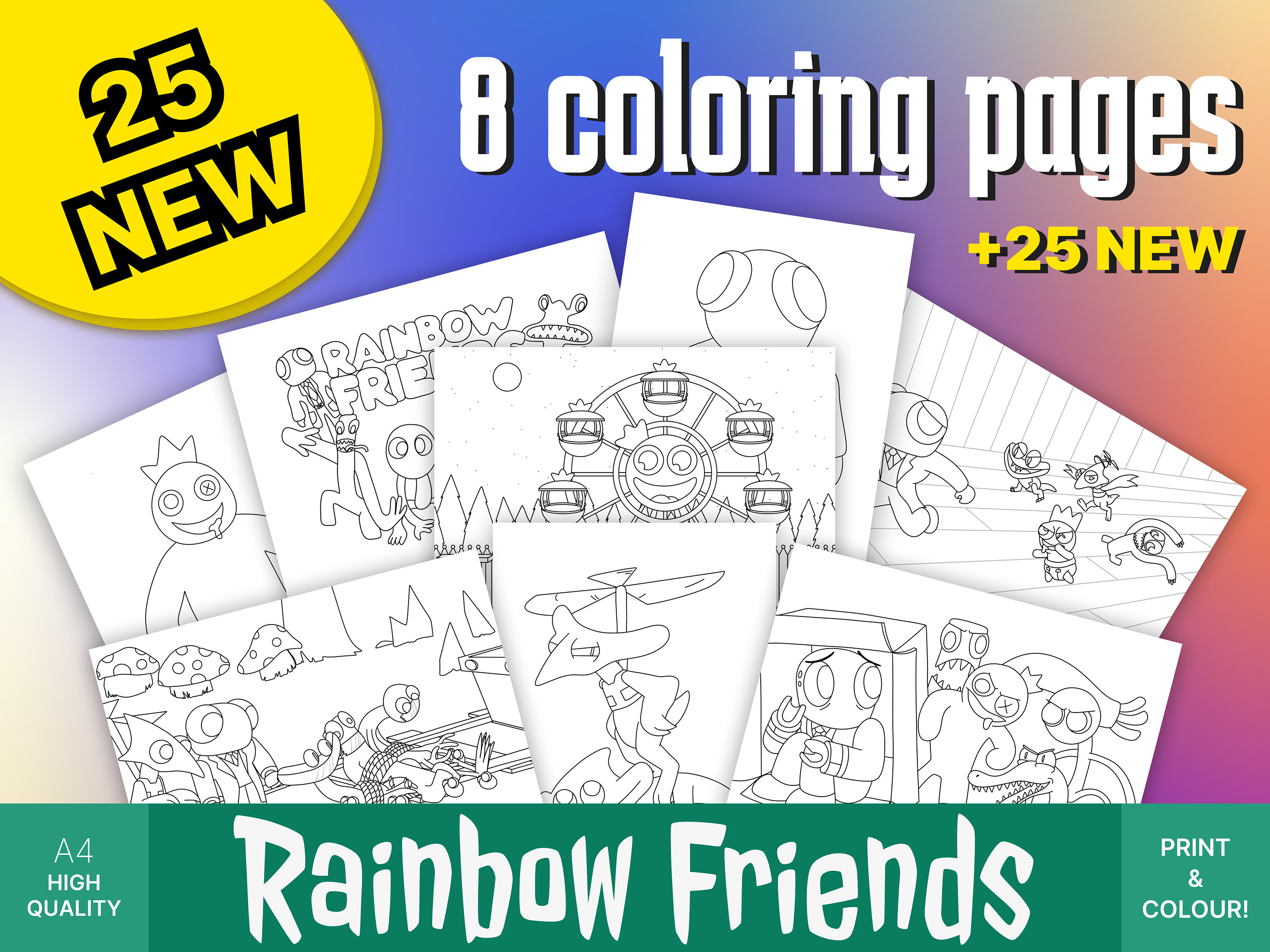 Chapter rainbow friends roblox rainbow friends coloring pages digital download instant delivery digital coloring pages for kidsadults