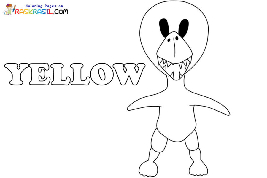 Yellow rainbow friends coloring pages