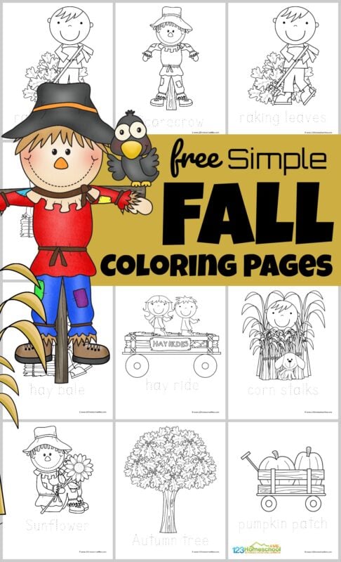 Free simple fall coloring pages