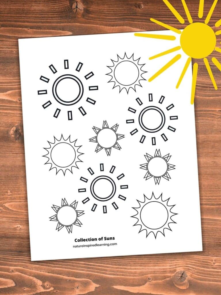 Bright sun coloring pages for kids