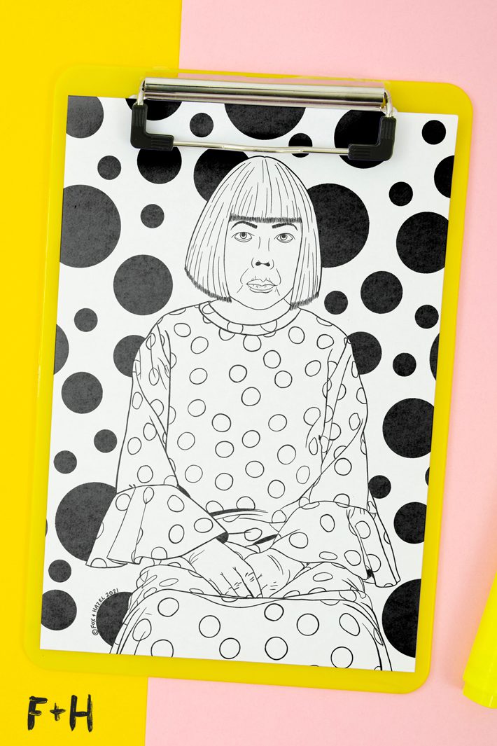 Free yayoi kusama coloring sheet