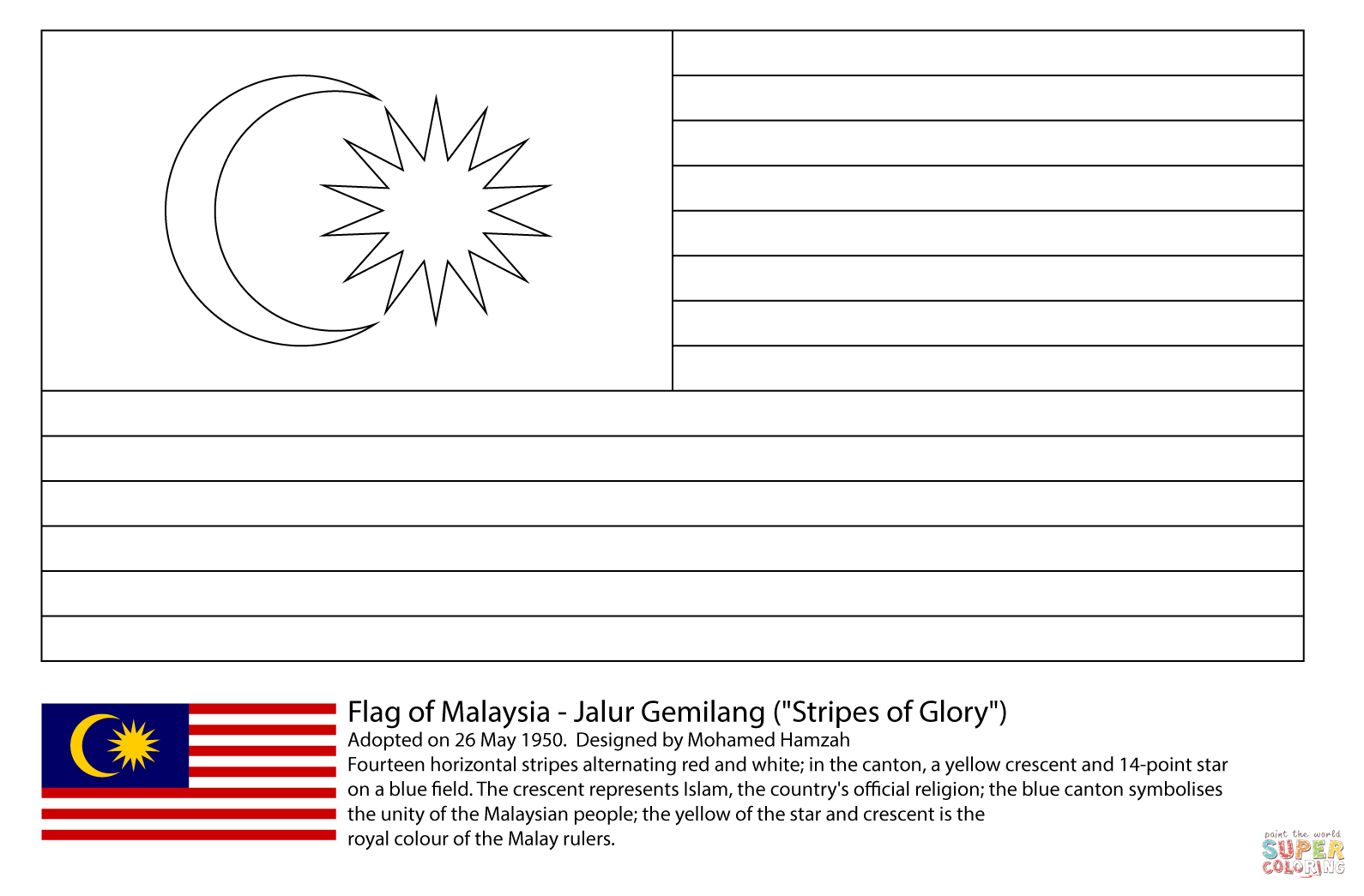 Flag of malaysia coloring page free printable coloring pages