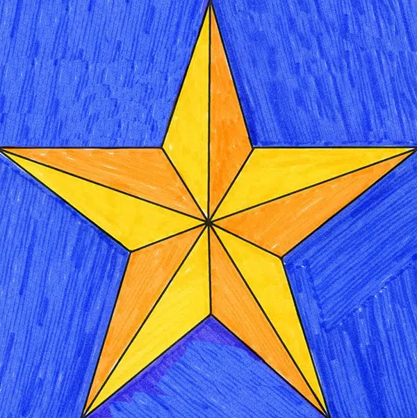 Easy how to draw a star tutorial and star coloring page