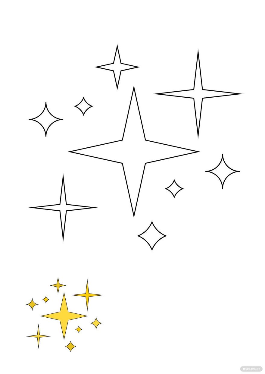 Free yellow sparkle coloring page