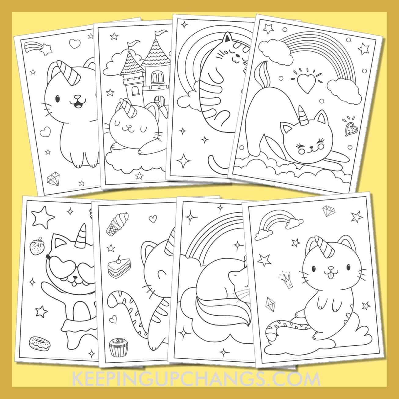 Free cat unicorn coloring pages sheets popular printables