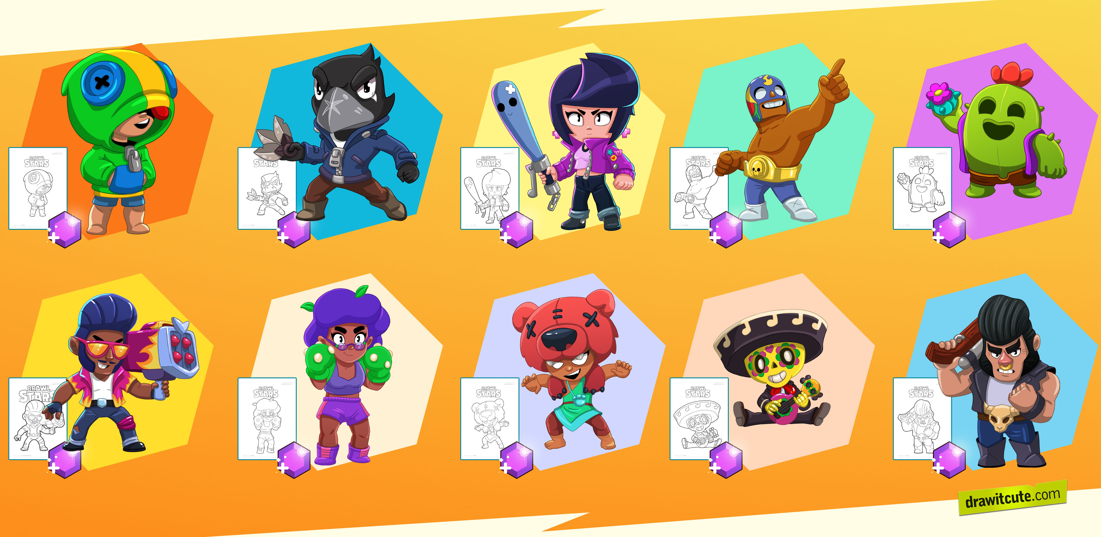 How to draw brawl stars with coloring pages if you like it i will make more it would be cool if tell me what you think link below thank you