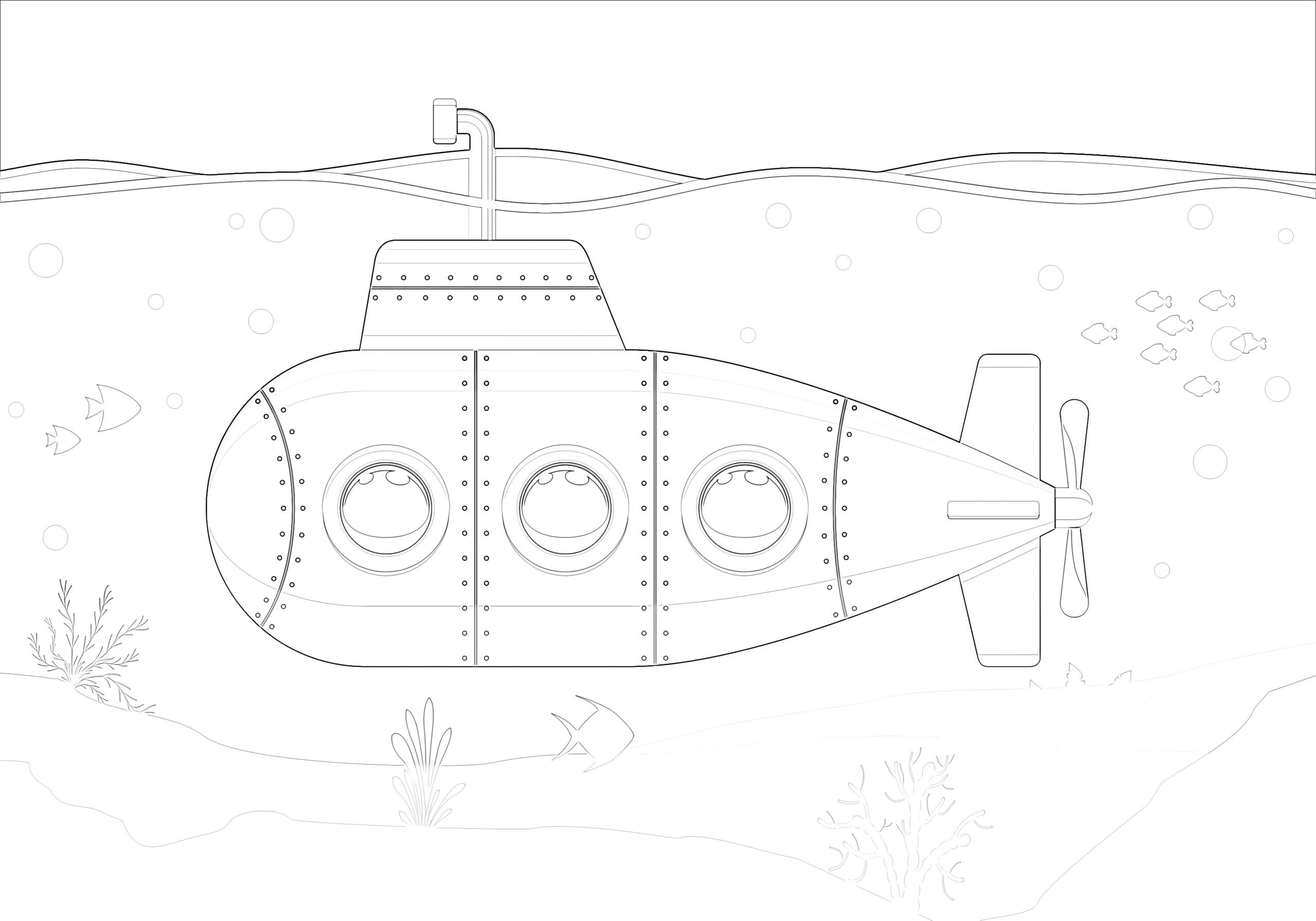 Yellow submarine coloring page