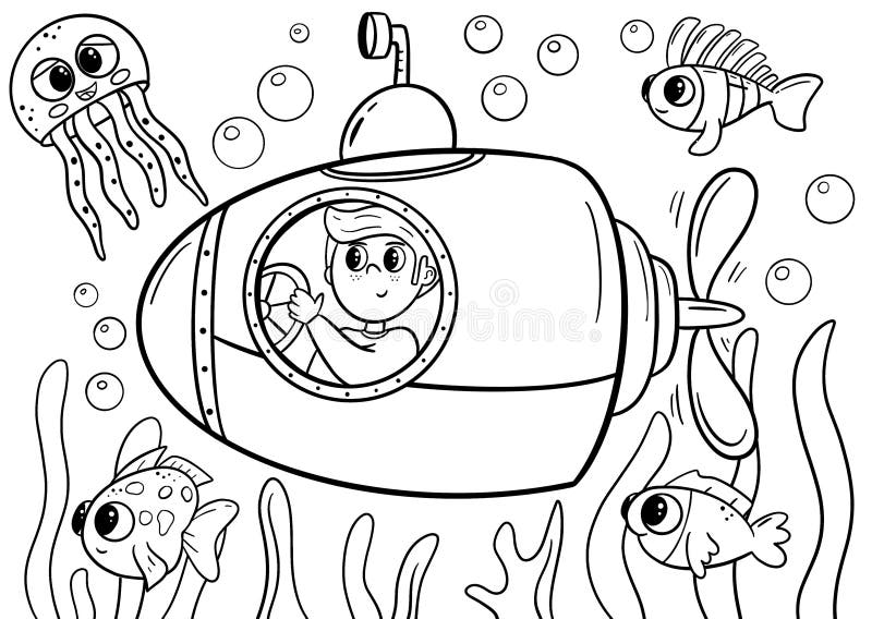 Submarine coloring page stock illustrations â submarine coloring page stock illustrations vectors clipart