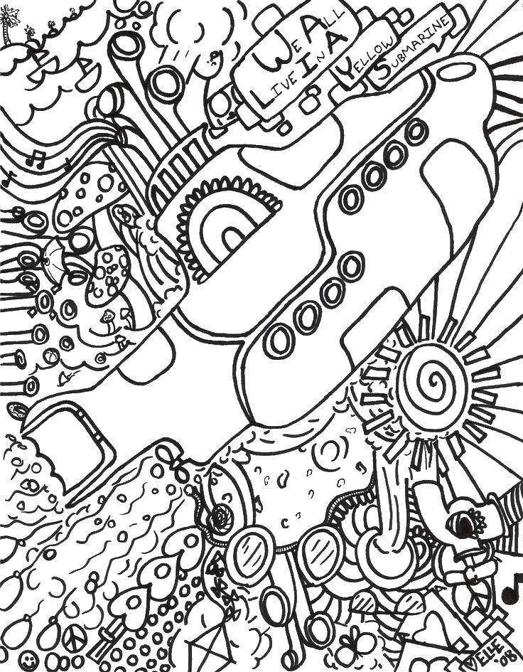 Online coloring pages coloring page submarine and patterns submarine download print coloring page