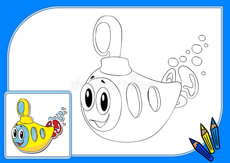 Coloring book yellow submarine stock vector