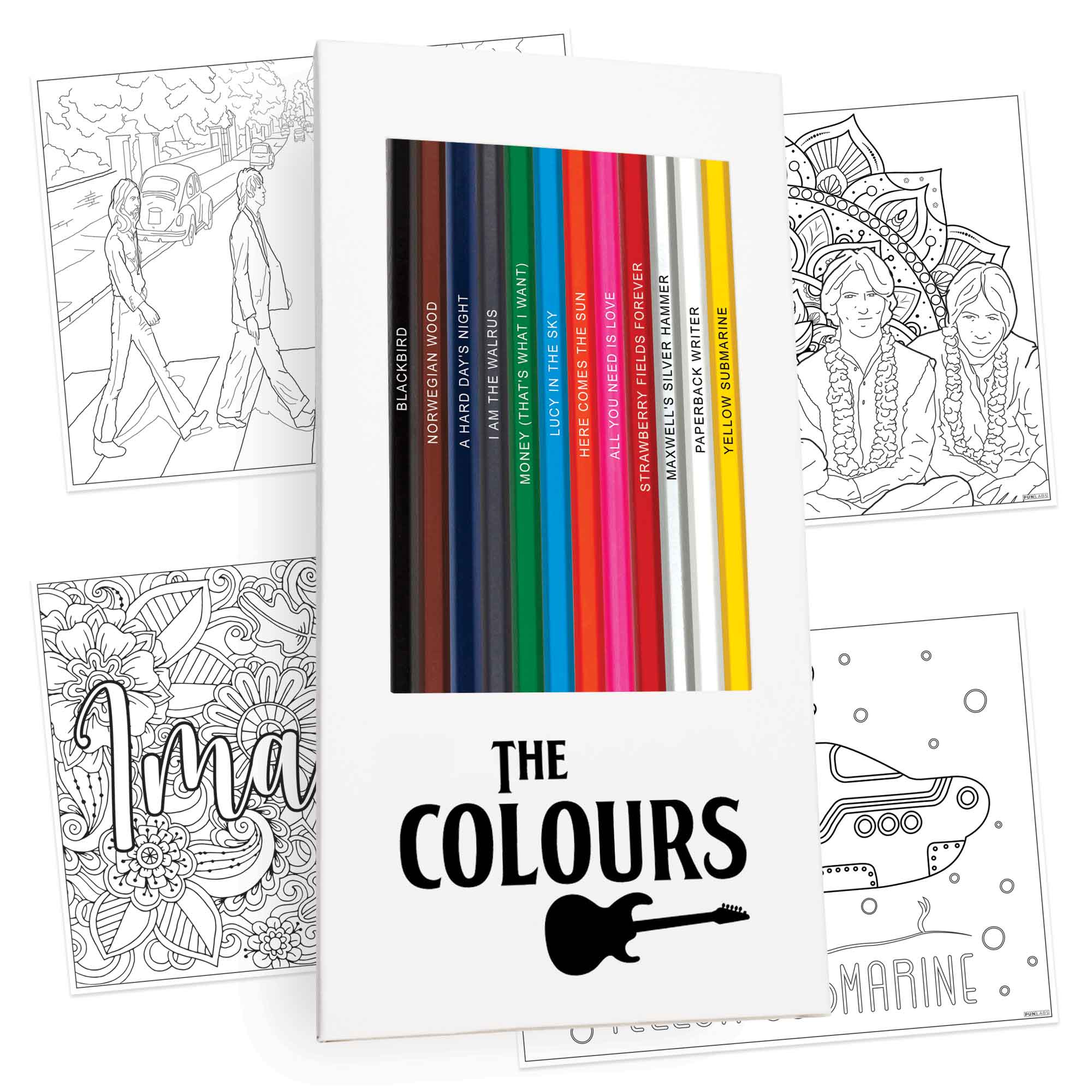 The beatles inspired colored pencils coloring pages gift bundle â pop colors