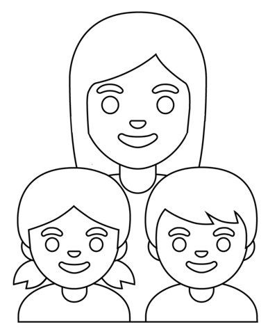 Family woman with girl and boy emoji coloring page free printable coloring pages