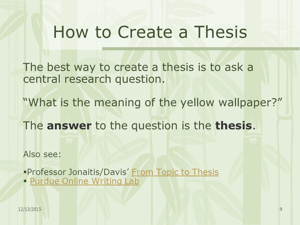 what is a good thesis statement for the yellow wallpaper