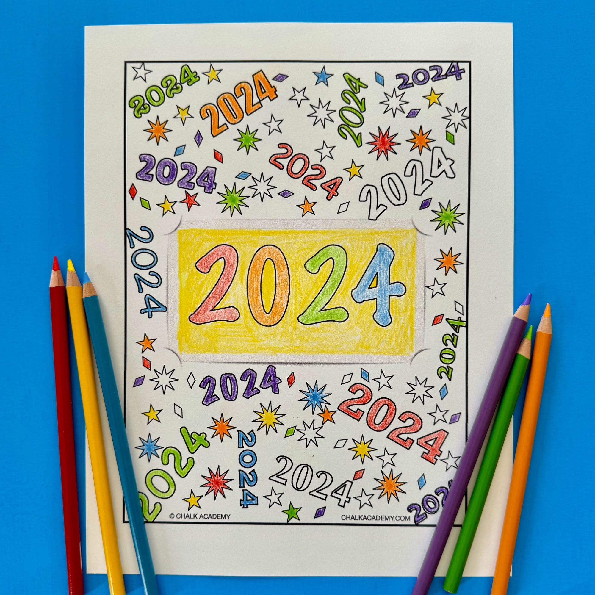 Happy new year coloring pages â chalk academy