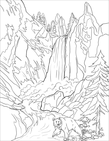 Yellowstone national park coloring page free printable coloring pages