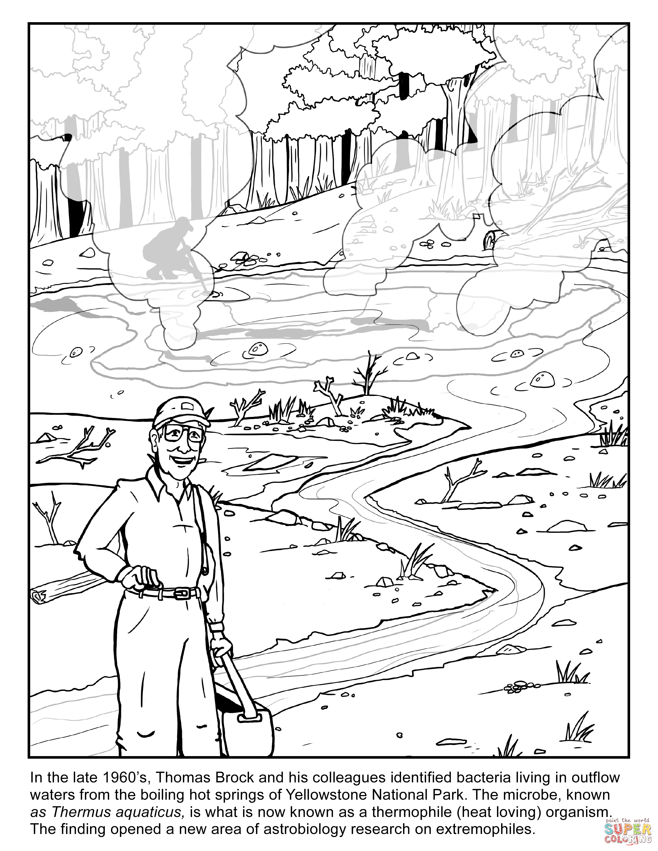 Thomas brock in yellowstone np coloring page free printable coloring pages