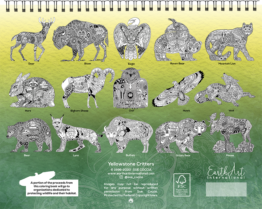 Yellowstone critters coloring book â earthart international