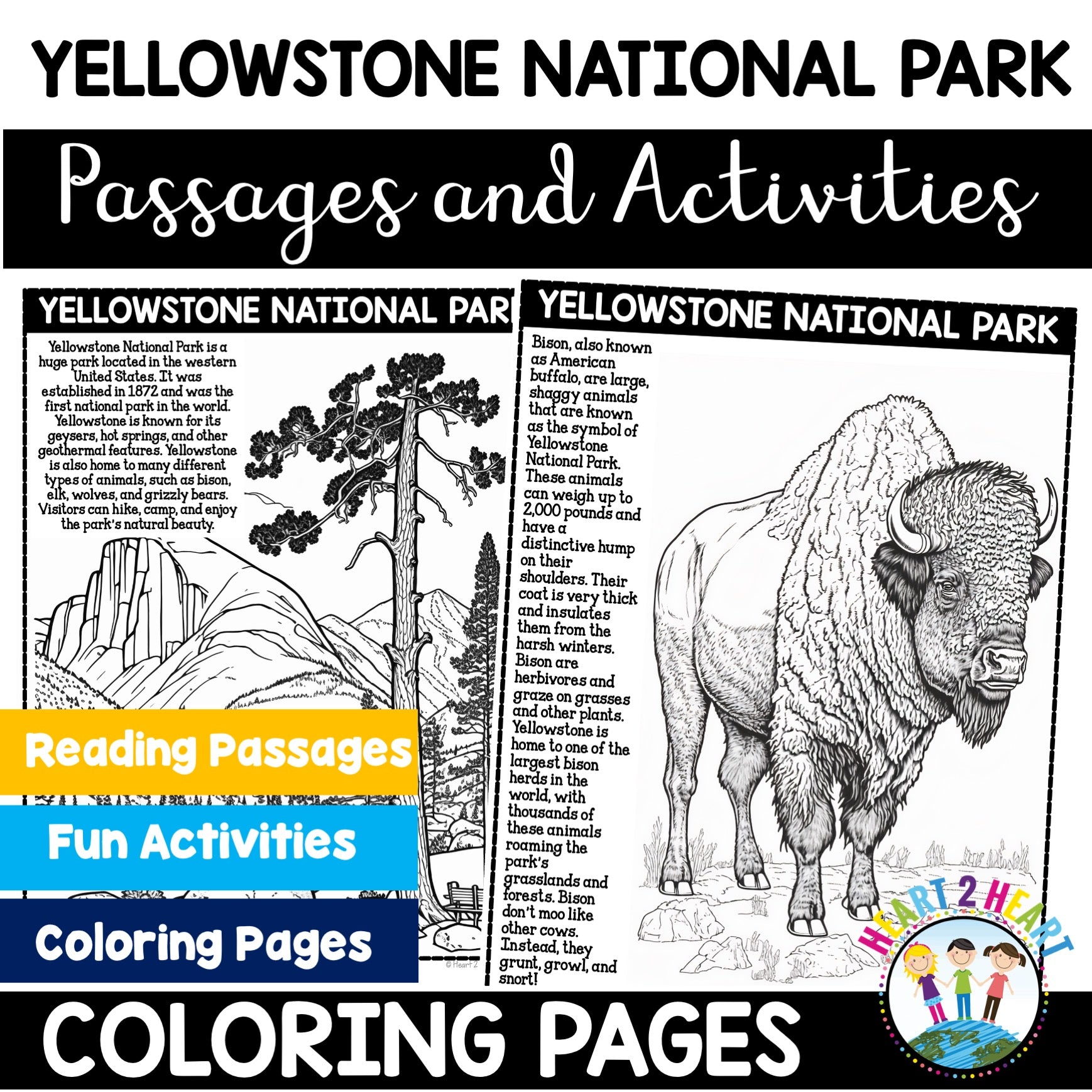 Yellowstone national park coloring pages â heart heart teaching