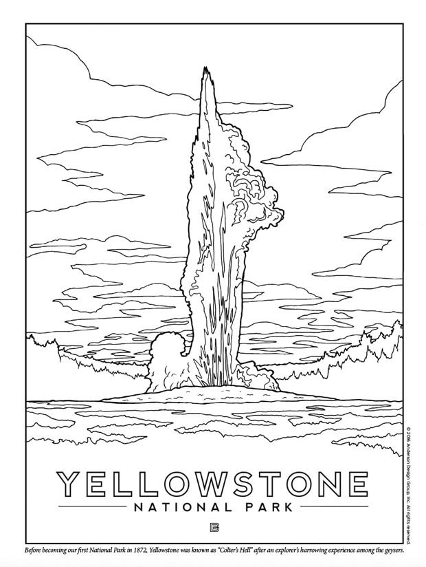 Illustrated national parks coloring book now available from anderson design group