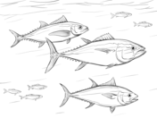 Yellowtail barracuda shoal coloring page free printable coloring pages