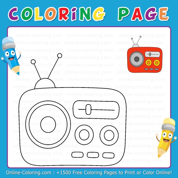 Vintage radio free online coloring page