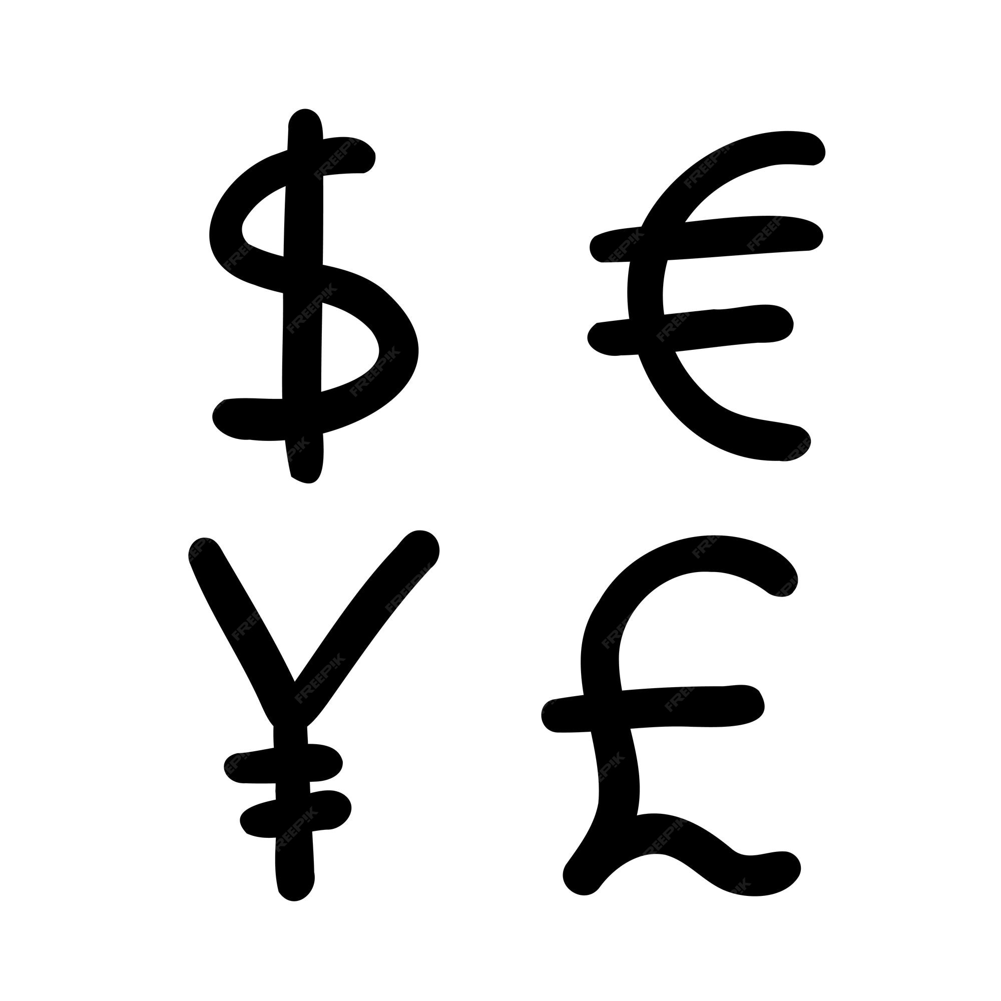 Premium vector currency money finance sign icons vector illustration hand drawn doodle euro dollar yen pound