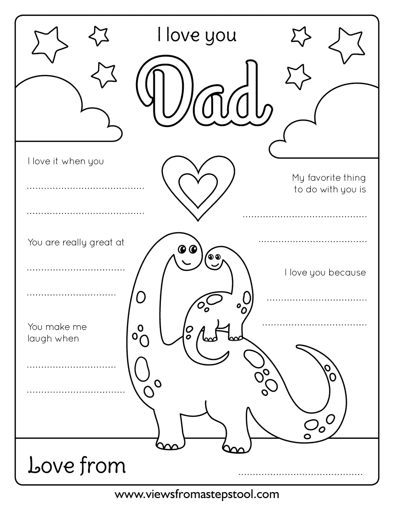 I love dad coloring page