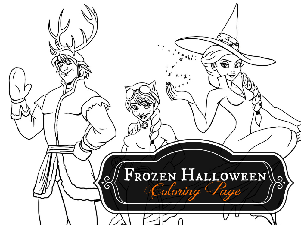 Frozen halloween coloring page